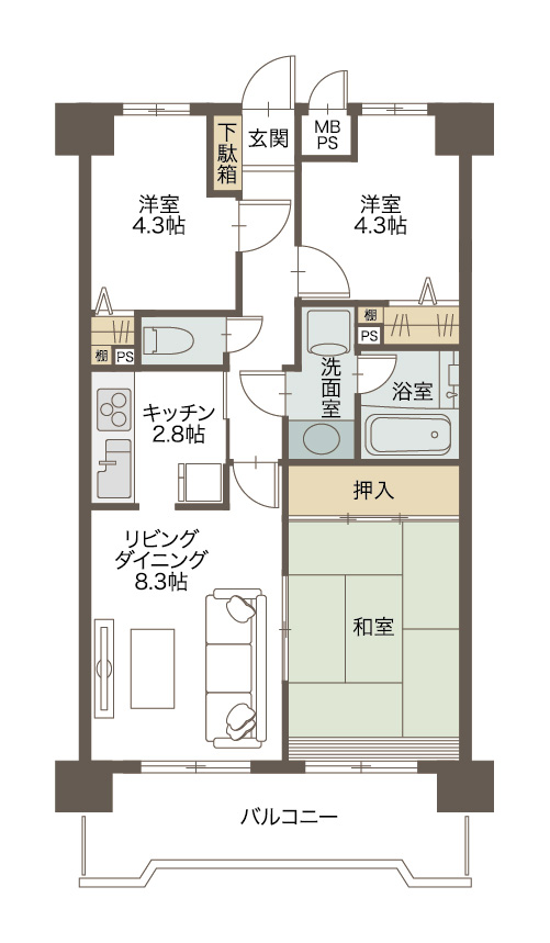 ライオンズマンション906号室　間取図